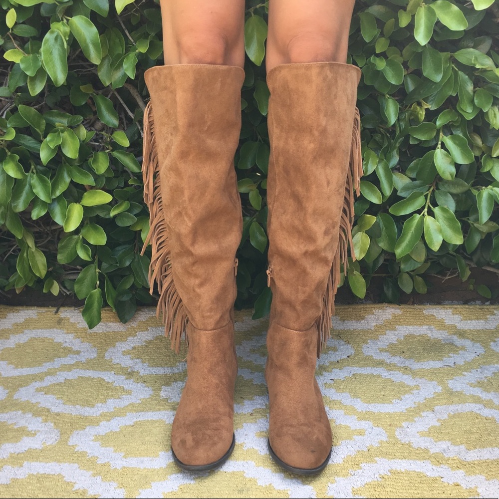 Knee-High Fringe Boots